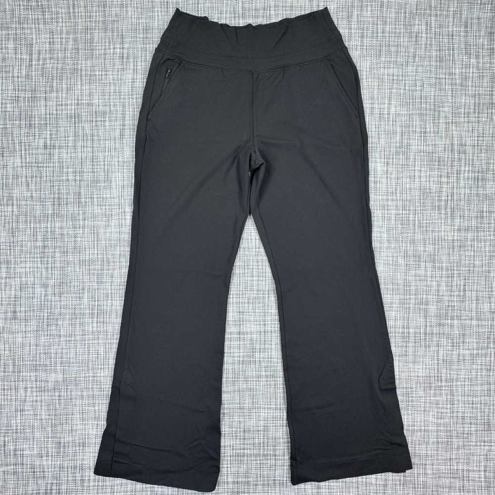 Athleta Venice High Rise Wide Leg Pants Women's Medium Black Zip Pockets